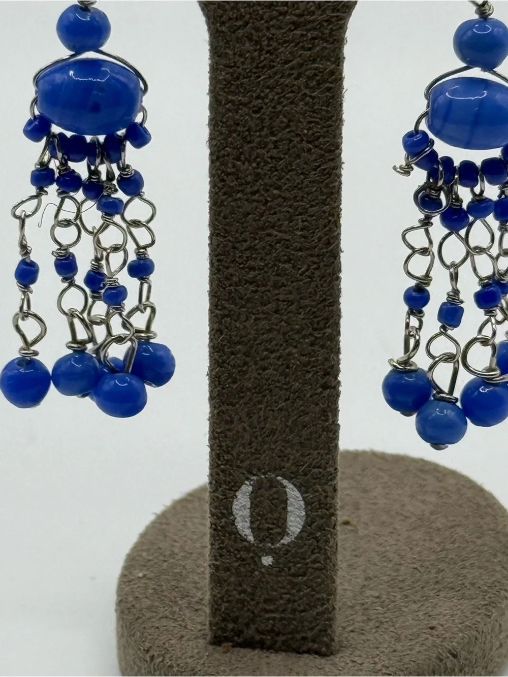 Blue glass Beaded Dangle Earrings